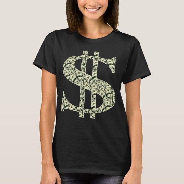 Camiseta Gangsta Dollar Sign Cool Hip hop Rap   Money (Anverso)