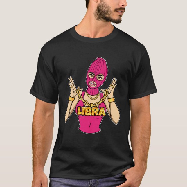 Camiseta Gangsta Girl Libra Masked Gangster Woman with Gold (Anverso)