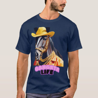 Camiseta Gangsta Life Horse divertido