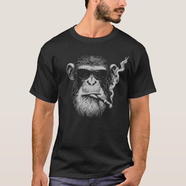 Camiseta gangsta monkey with black glasses and cigar (Anverso)