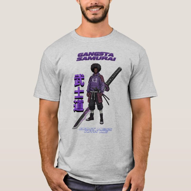 Camiseta Gangsta Samurai - Afro Street Fighter Anime Manga (Anverso)