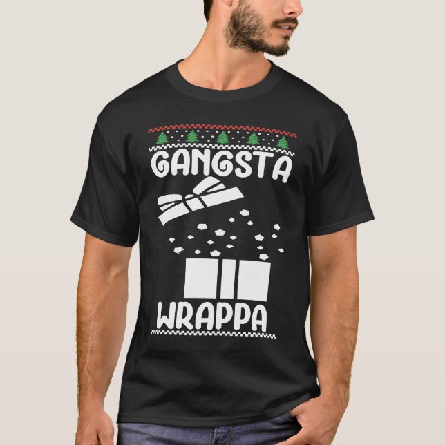 Camiseta Gangsta Wrappa Merry Christmas Santa Claus Christm (Anverso)