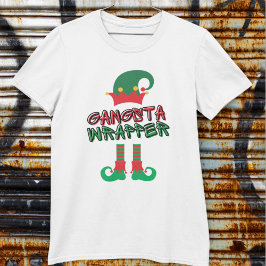 Camiseta Gangsta Wrapper Elf Legs Gorra Red Green Graciosa 