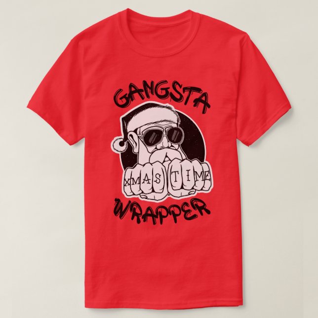 Camiseta Gangsta Wrapper Funny Santa Claus Gangster (Luz (Diseño del anverso)