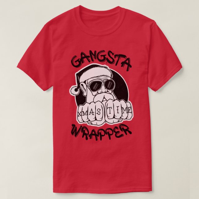 Camiseta Gangsta Wrapper Funny Santa Claus Gangster (Luz (Diseño del anverso)