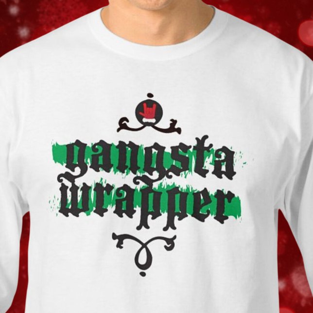 Camiseta Gangsta Wrapper Novedad Navidades regalo verde neg (Gangsta Wrapper Novelty Christmas Gift Black Green T-Shirt)