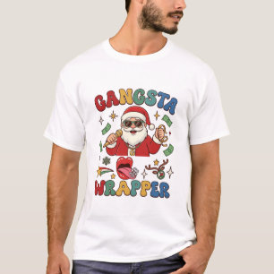 Camiseta Gangsta Wrapper Santa de Navidad Micrófono Dinero