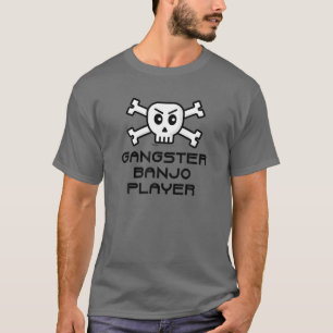 Camiseta Gangster Banjo Player Skull Y Cross Bone Word De
