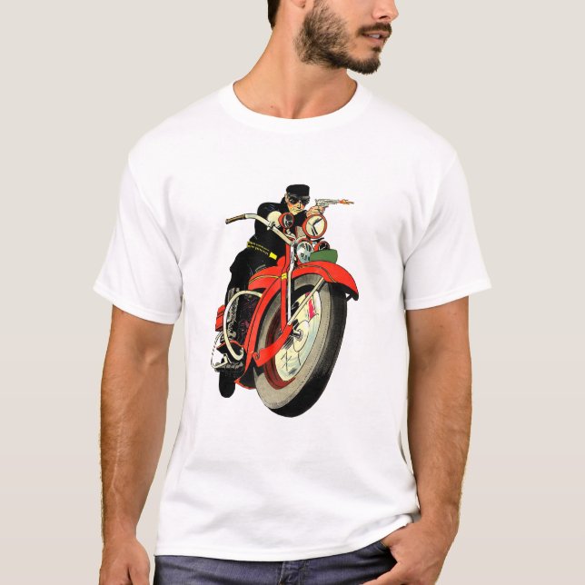 Camiseta Gangster Biker Comic Book Man Riding Motorcycle (Anverso)