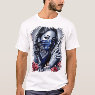 Camiseta Gangster Chica Hip Hop arte chicano Diseño