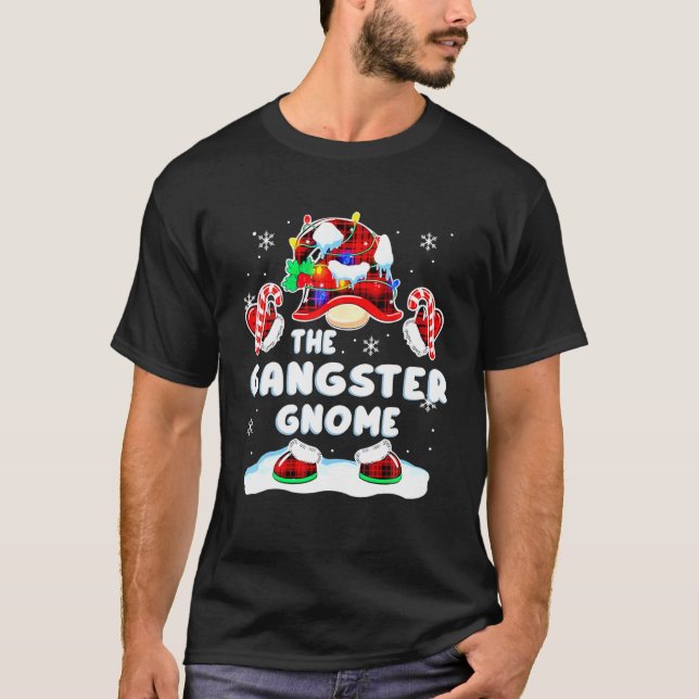 Camiseta Gangster Gnome Red Plaid Gnomies Matching Family C (Anverso)