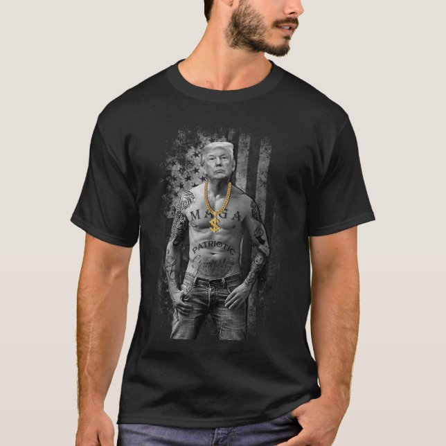 Camiseta Gangster patriótico pro Trump (Anverso)