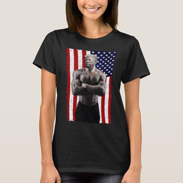 Camiseta Gangster Pro Donald Trump Tattoo Republican Americ (Anverso)