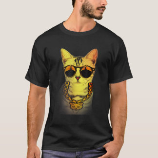 Camiseta Gangster Street Cat Goldchain Kitty Rapper con Su
