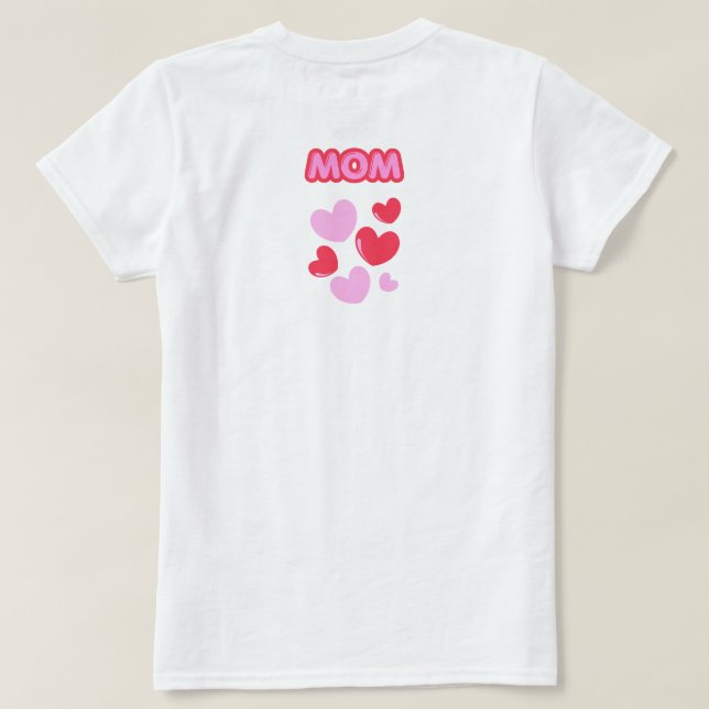 Camiseta GANÓ EL CORAZÓN DE Mamá magenta roja Fiesta   (Reverso del diseño)