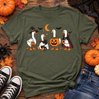 Camiseta Ganso Cute de Halloween Squad Calabaza Gato