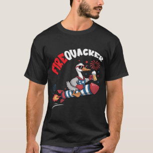 Camiseta Ganso Divertido Cuatro De Julio Fuegos Artificiale