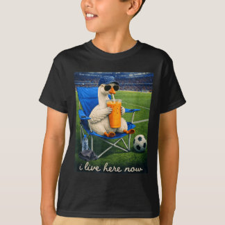 Camiseta Ganso divertido de fútbol vivo aquí ahora