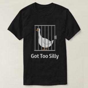 Camiseta Ganso Divertido Demasiado Tonto en Jaula Humor