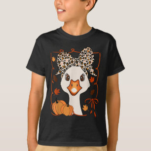 Camiseta Ganso Divertido Temporada de Calabaza Otoño Hojas