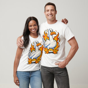 Camiseta Ganso Enojado en Llamas Caos Divertido Pájaro