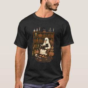 Camiseta Ganso Fantasma Lee Libros Amante del Gato Negro Ha