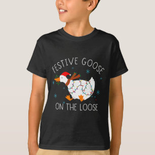 Camiseta Ganso Festivo Divertido Vintage Suelto Navidad