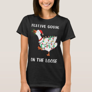 Camiseta Ganso Festivo Divertido Vintage Suelto Navidad