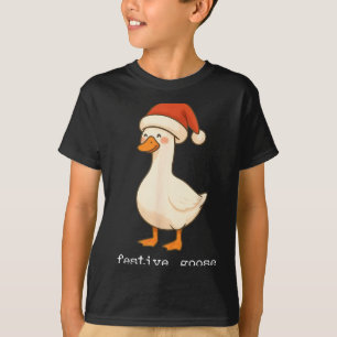 Camiseta Ganso Festivo Y Alegre Gorro De Santa Luz De Navid