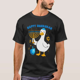 Camiseta Ganso judío feliz de Honkukkah sosteniendo una men
