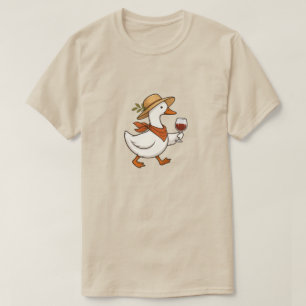 Camiseta Ganso lindo sombrero de paja amante del vino granj
