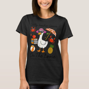 Camiseta Ganso maestro tonto suelto la escuela está fuera p