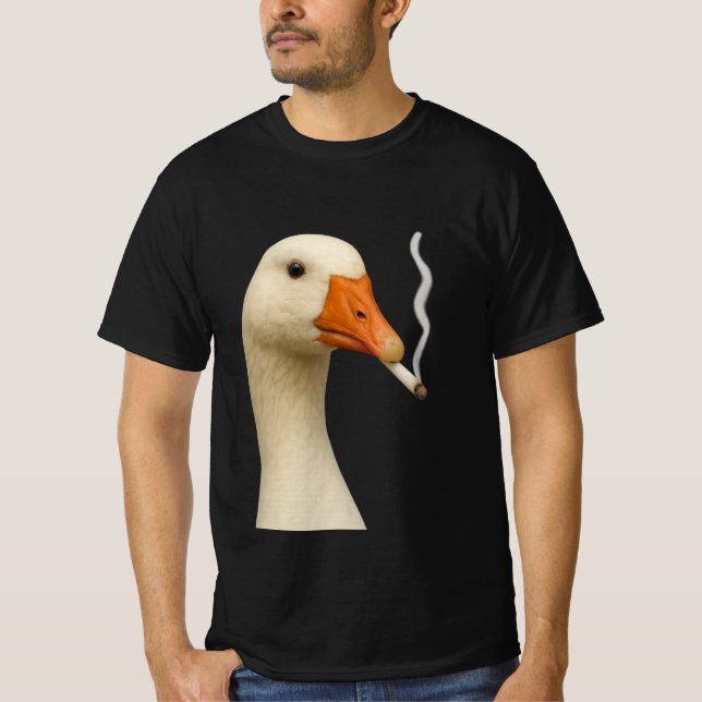 Camiseta Ganso Tonto Fuma Meme | Ganso Fumando Cigarrillo  (Anverso)