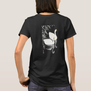 Camiseta Gansos chinos blancos nadando junto a juncos Arte 