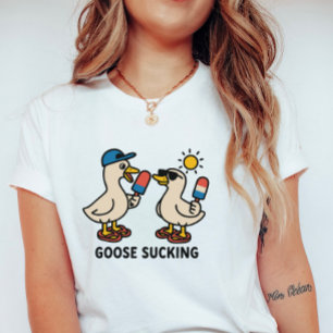 Camiseta Gansos lamiendo helado; Ganso lindo y tonto