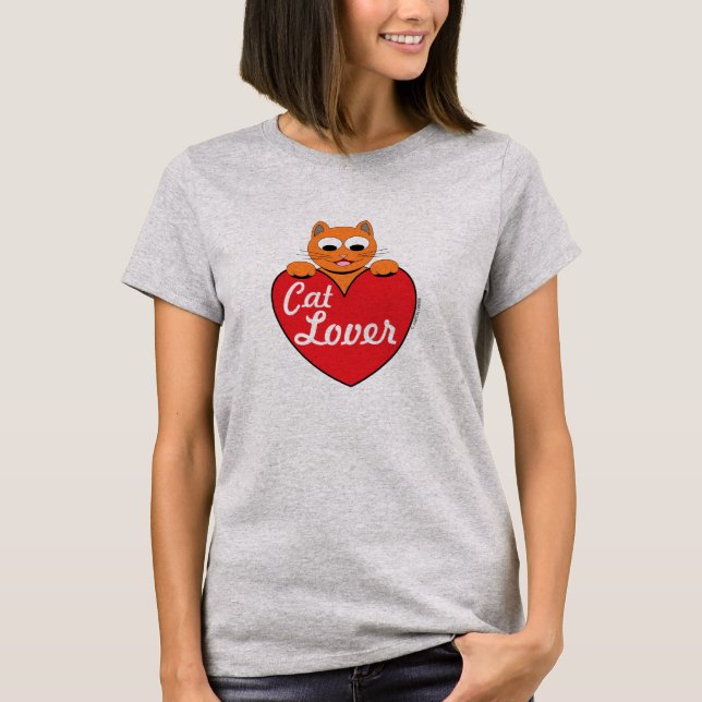 Camiseta Gante amante Ginger Kitty con corazón rojo (Anverso)