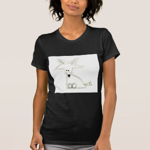 Camiseta garabato de zorro gris blanco negro niños simples 