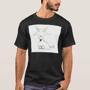 Camiseta garabato de zorro negro blanco gris simple dibujo 