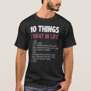 Camiseta Garage 10 cosas que quiero chicos del coche mecáni