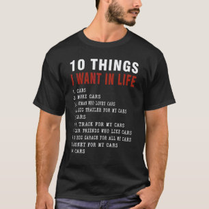 Camiseta Garage 10 cosas que quiero en mi vida Autos Mecáni