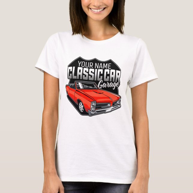 Camiseta Garaje de coche clásico personalizado 1966 GTO (Anverso)
