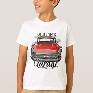 Camiseta Garaje de Coche Clásico Rojo Retro Personalizado N
