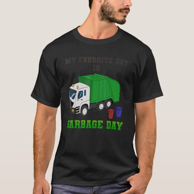 Camiseta Garbage Smiling Truck Dirty Cans Recycling Day Dus (Anverso)