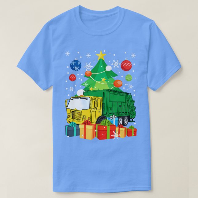Camiseta Garbage Truck Christmas Tree Lights Ornament Decor (Diseño del anverso)
