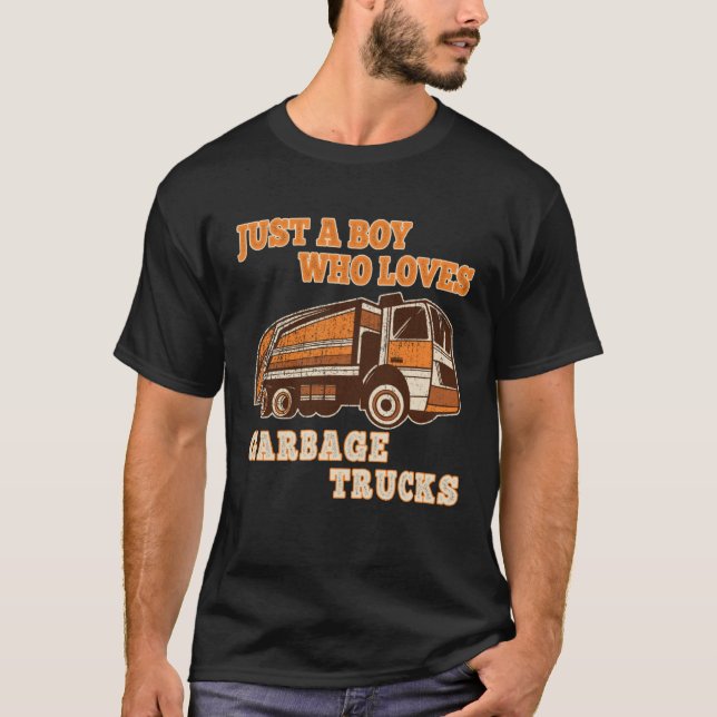 Camiseta Garbage Truck Just A Boy Who Loves Garbage Trucks  (Anverso)