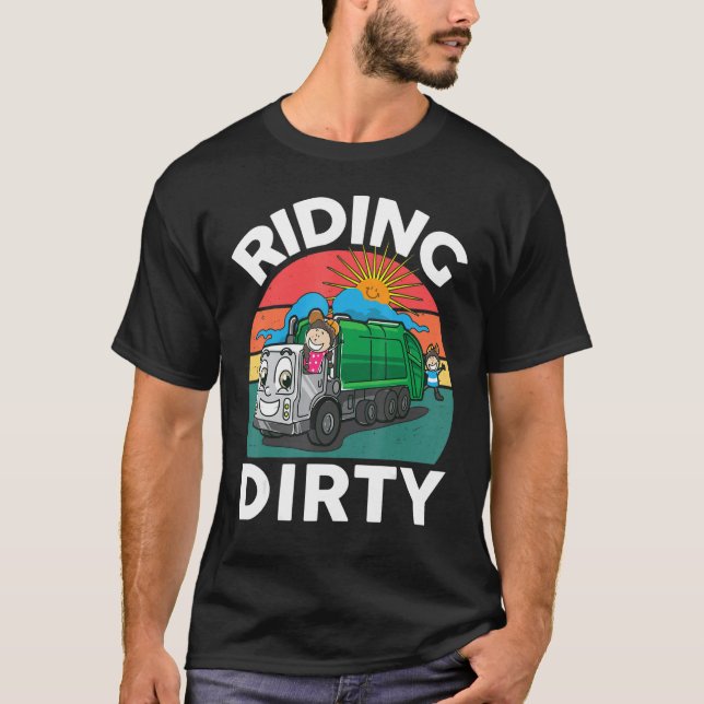 Camiseta Garbage Truck-Shirt Riding-Dirty Kid Boy Toddler F (Anverso)