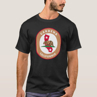 Camiseta Gardena California Ca Flag And Bear Badge Souvenir