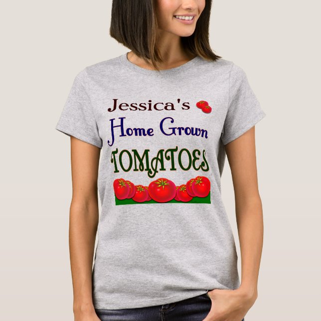 Camiseta Gardener editable de tomates cultivados en casa di (Anverso)