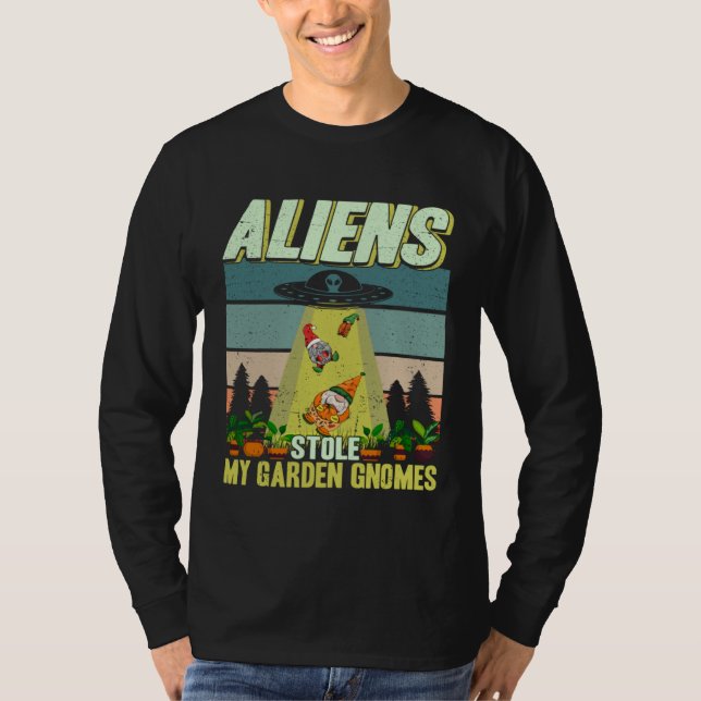 Camiseta Gardening Aliens Stole My Garden Gnomes UFO Plant  (Anverso)