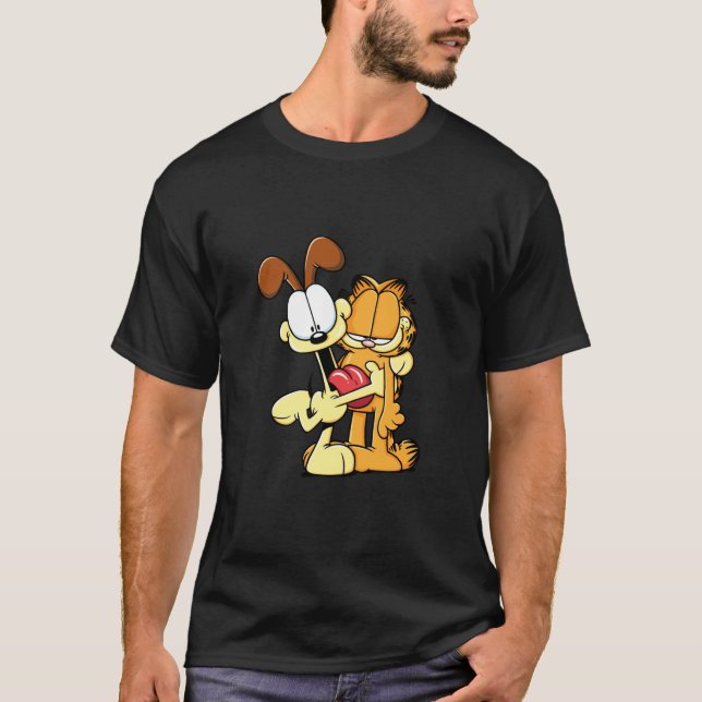 Camiseta Garfield Cute Odie Hugging Garfield Personalizado  (Anverso)